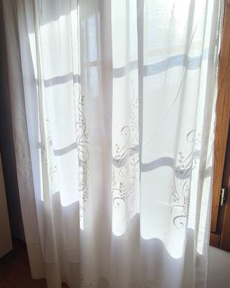 Tende Ricamate Bianco Panna - 2 da 120x230