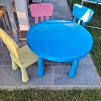 Ikea Mammut blu 85cm tavolo per bambini e 3 sedie