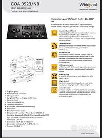 Piano cottura Whirlpool vetroceramica Gas 90 cm