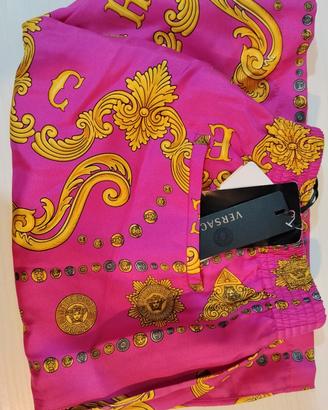Versace Baroque Silk Shorts Pink – NUOVO con 