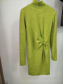 Abito invernale verde acido con nodo caldo