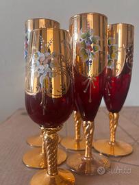 bicchieri con decorazioni in oro anni 60 
