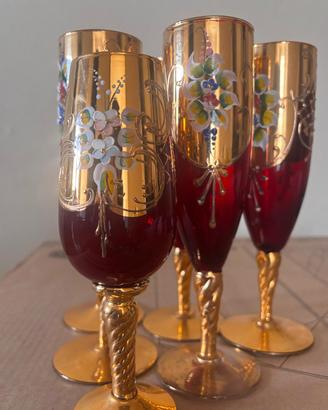 bicchieri con decorazioni in oro anni 60 