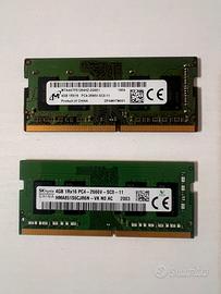 8GB RAM 2 Banchi SODIMM DDR4 PC4-2666V 4GB