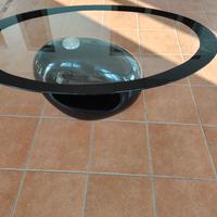 TAVOLINO SOGGIORNO OVALE VETRO NERO MODERNO