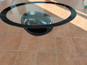 TAVOLINO SOGGIORNO OVALE VETRO NERO MODERNO