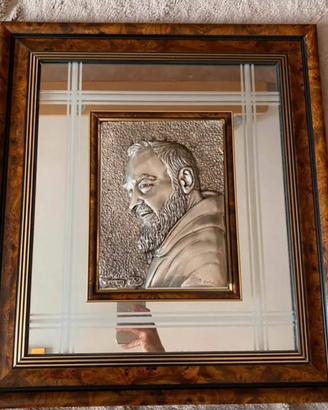 Quadro Padre Pio in argento 925 Creaz. Silver Lux 
