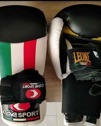 Set di guantoni Boxe con fasce+guanti e sacco Kick