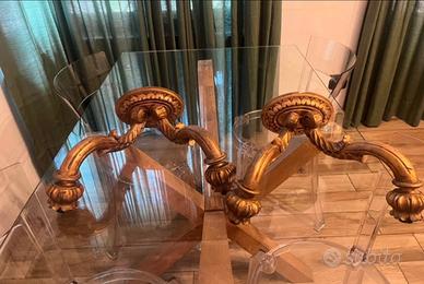 Coppia Antiche Applique in legno dorato