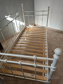 Letto Singolo in metallo Bianco con doghe