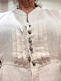 Vestito scamiciato lino color corda Intrend