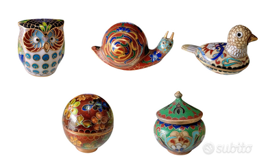 5 Miniature Cinesi Vintage Cloisonnè