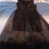 Abito da sera,tessuto sintetico,con fiori applicat