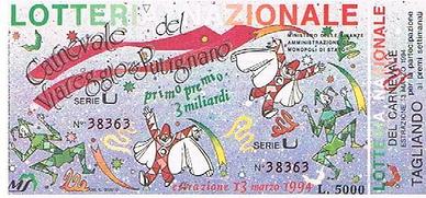 Biglietti Lotteria CARNEVALE del VIAREGGIO