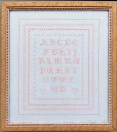 Quadro con tela Punto e croce "Alfabeto " rosa