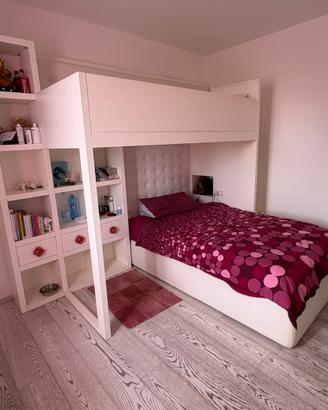 letto a castello in legno massello bianco