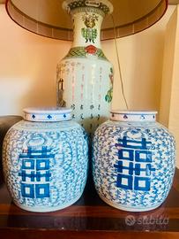 Coppia Di Vasi Cina Ginger Jar Doppia Felicità