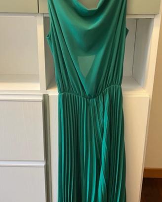 Tuta elegante i-sik verde plissé tg S+stola