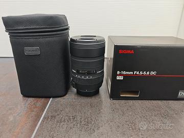 Obiettivo Sigma 8-16mm per Nikon formato DX APS-C.