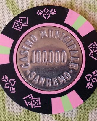 Fiches da 100000 lire Casino Municipale di Sanremo