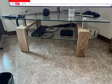 Mobiletto per TV in vetro acciaio e legno