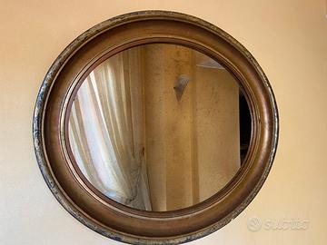 Specchio ovale vintage con cornice in legno