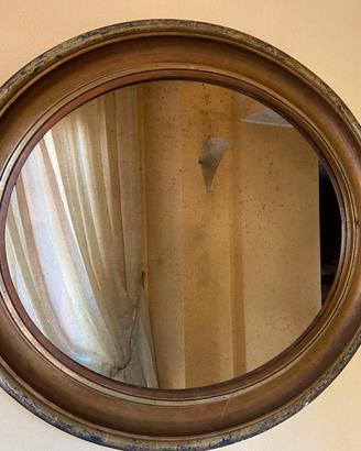 Specchio ovale vintage con cornice in legno