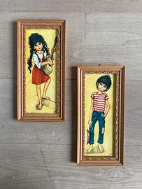 Set 2 quadretti vintage cm.13x28 di Idylle Falconi