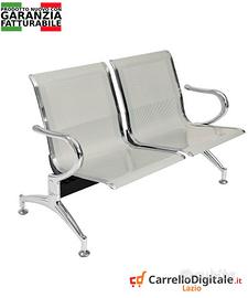 Sedie da attesa in acciaio – NUOVE – 2 posti