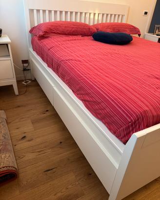 letto matrimoniale legno laccato bianco