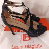 Sandali neri con strass Laura Biagiotti 