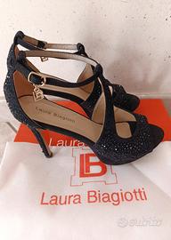 Sandali neri con strass Laura Biagiotti 