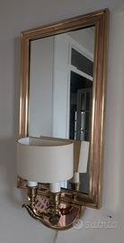 Specchio con lampada vintage cornice dorata