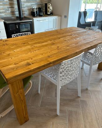 Tavolo cucina legno massello spazzolato
