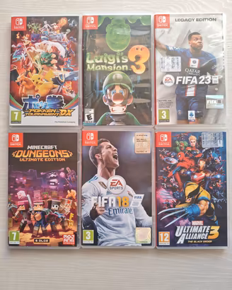 set 6 custodie vuote giochi Nintendo switch 