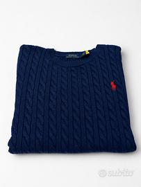 Maglione ralph lauren a trecce blu taglia s