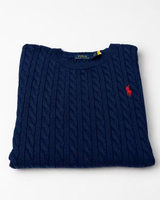 Maglione ralph lauren a trecce blu taglia s