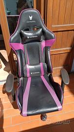 Sedia da gaming OverSteel in pelle, nera e viola