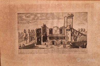 quirinale antica stampa originale 1600 - firmata