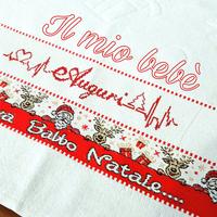 Strofinaccio Cucina Natalizio Ricamo A Mano spugna