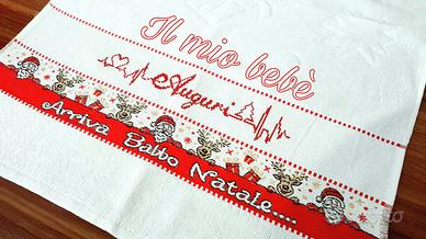 Strofinaccio Cucina Natalizio Ricamo A Mano spugna