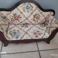 divano da bambole vintage in stile Luigi Filippo 