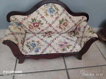 divano da bambole vintage in stile Luigi Filippo 