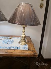 Coppia di lampade ottone spazzolato pieno  