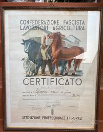 Manifesto Originale Ventennio Fascista In Cornice