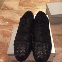 Scarpe francesine stringate pelle borchie nere n38