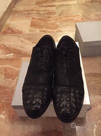 Scarpe francesine stringate pelle borchie nere n38
