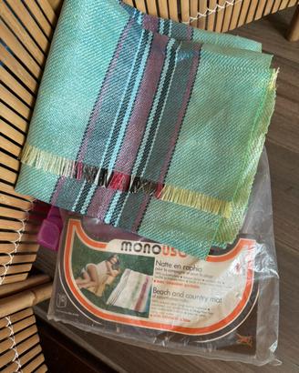 Telo rafia picnic mare camping vintage anni 70