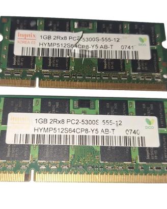 RAM DDR2 2Gb (2 x 1Gb) SODIMM 667 Mhz marca Hynix