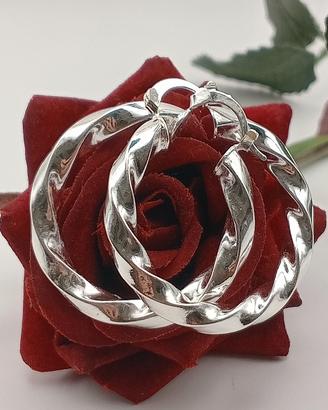 orecchini cerchio Torchon argento 925 rodio 
